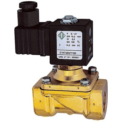 Bild von RIEGLER® - 2/2-Wege-Magnetventil, Messing, NC,zwangsgesteuert, 230-240V,50-60Hz,27VA,NBR+PA,G 1",PN0-14bar