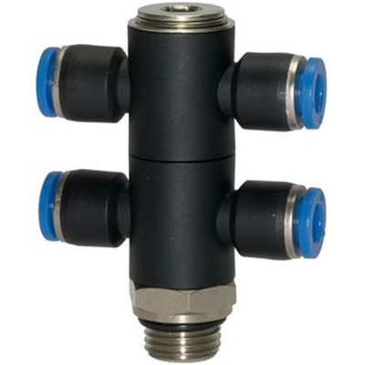 Bild von RIEGLER® - T-Mehrfachverteiler »Blaue Serie«, 4-fach drehbar, G 1/4" A Ø12mm