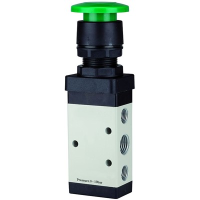 Bild von RIEGLER® - 5/2-Wegeventil, manuell »M5«, Pilztaster, monostabil, G 1/8", grün