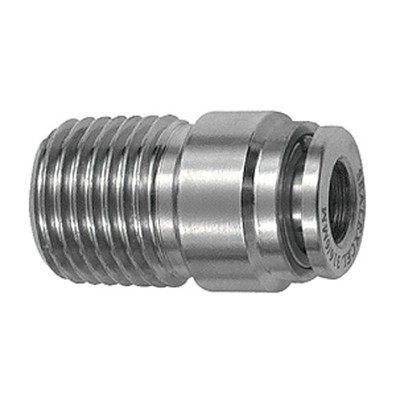 Bild von RIEGLER® - Gerade Steckverschraubung, rund, R 1/8" A, Schlauch Ø 8, Edelstahl 1.4404