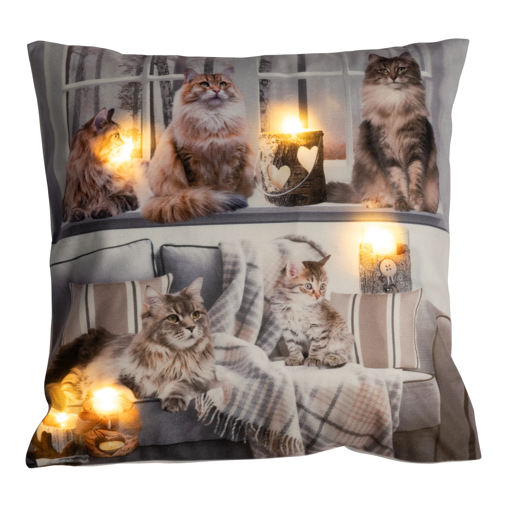 Bild von LED-Kissenhülle „Katze“, 1 Stück
