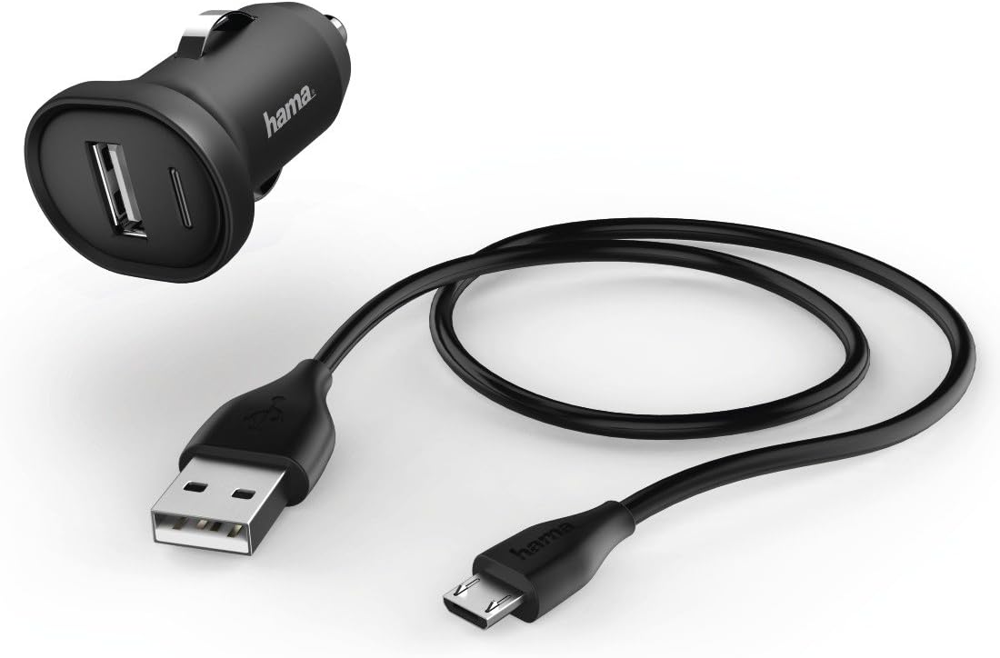 Bild von Hama KFZ Lader USB Picco Ladegerät Micro-USB-Kabel 12V Smartphone-Ladegerät (Flach, passend für PKW-Bordnetz)