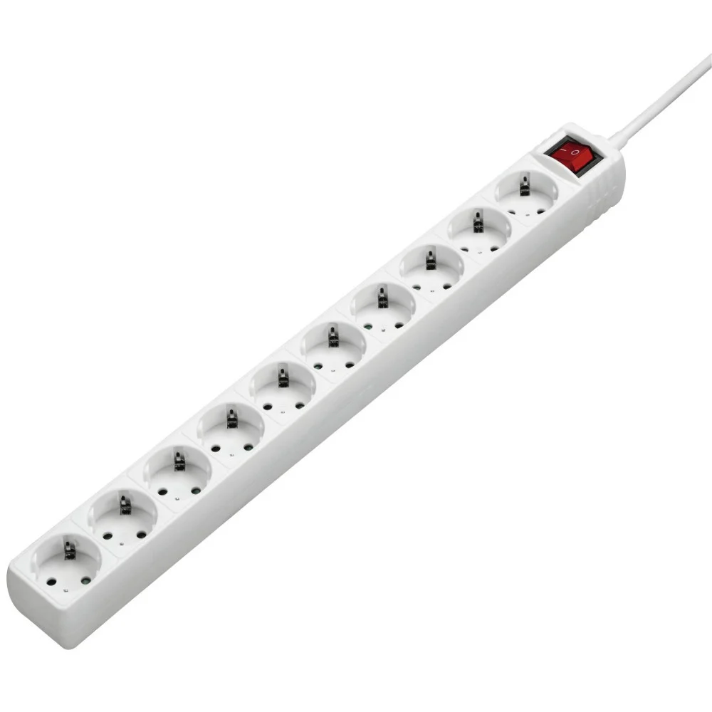 Bild von Hama Multiple Socket Outlet - Steckdosenleiste - Wechselstrom 230 V - 3500 Watt - Ausgangsanschlüsse: 10 - 3,0m Schnur - weiß (00137234)
