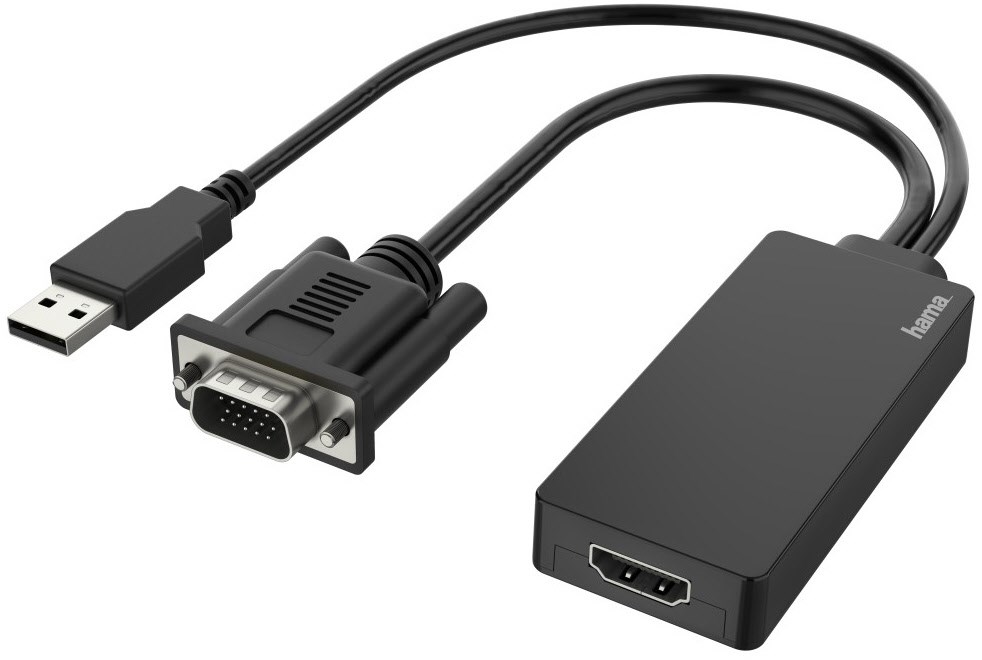 Bild von Hama Hama VGA+USB auf HDMI-Adapter schwarz - Adapter HDMI-Adapter VGA zu VGA+USB auf HDMI