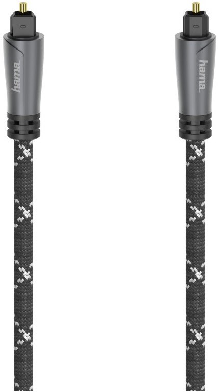 Bild von Hama Audio-Lichtleiter-Kabel ODT-Stecker (Toslink) 1,5 m Metall Stecker robuster Kabelmantel mit Aramidfaser zur Übertragung digitaler Audiosignale