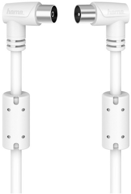 Bild von Hama Hama Antennen-Kabel 90 dB 10m Koax-Stecker und Kupplung Dachantenne (störungsfreier Empfang), 90° Koax-Stecker