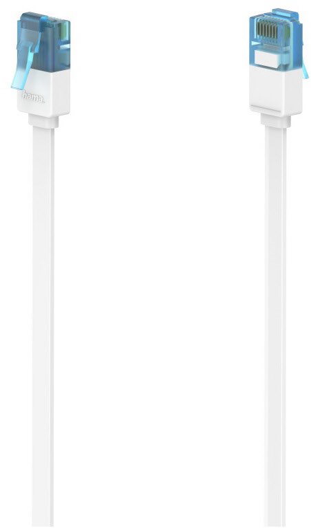 Bild von Hama Hama Netzwerkkabel Cat.6a U/UTP 10m flach weiss Netzwerkkabel, ARJ-45, Platzsparend unter Teppichen verlegbar
