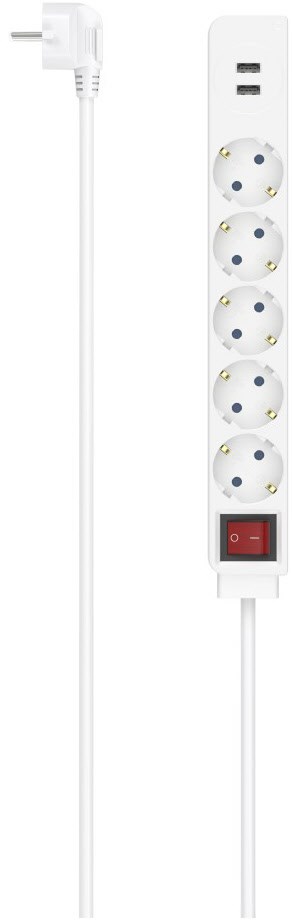 Bild von Hama USB 3,4 A Steckdosenleiste 5-fach (mit Überspannungsschutz, Kabellänge 1.4 m)