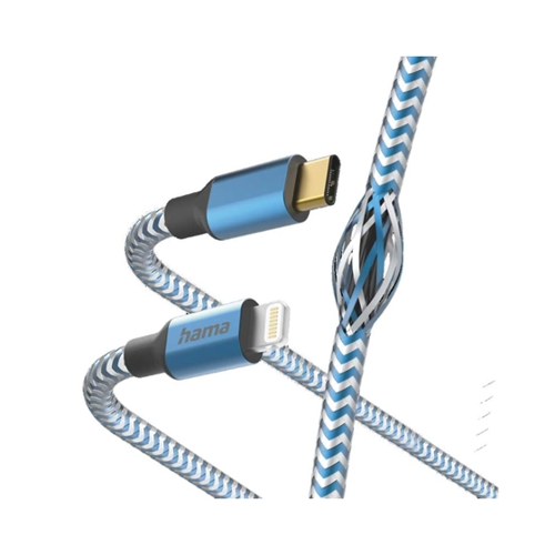 Bild von Hama 201561 Ladekabel Reflective USB-C zu Lightning Nylon 1,5m blau