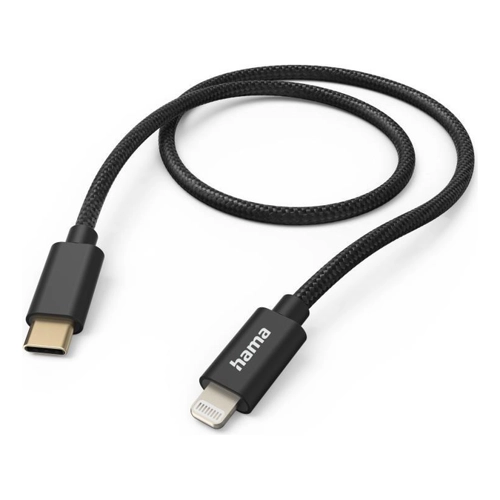 Bild von Hama 201546 Ladekabel Fabric USB-C zu Lightning Nylon 1,5m schwarz