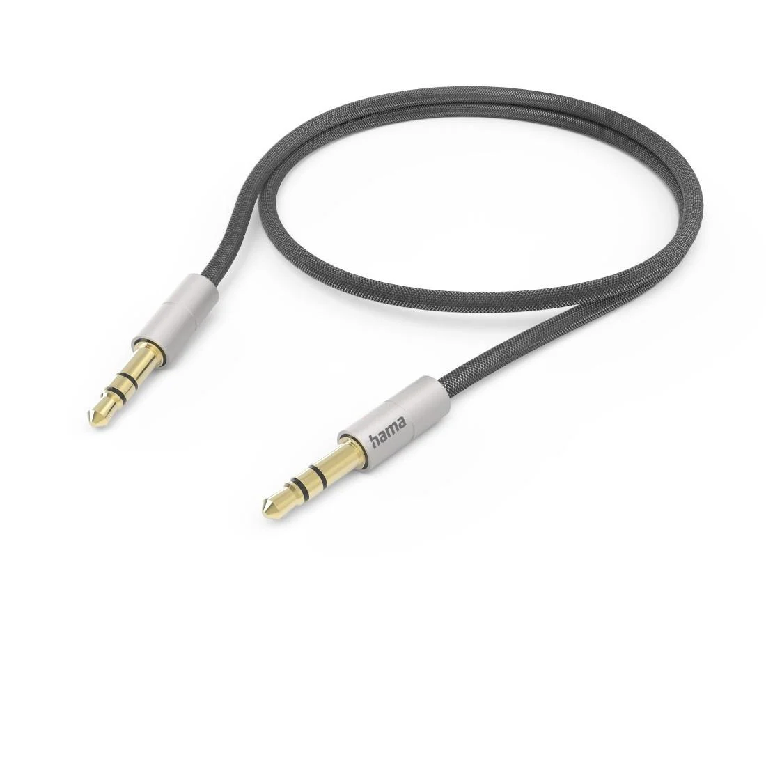 Bild von Hama Aux-Kabel “AluLine“ 3,5 mm Klinke – 3,5 mm Klinke, 0,5 m, Silber/Schwarz (0.50 m, 3.5mm Klinke (AUX)), Audio Kabel