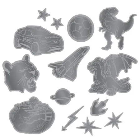 Bild von Step by Step Set reflektierende Sticker, Schwarz, 11 Sticker, Textilsticker, wasserfest, für Ranzen, Rucksack und Kleidung