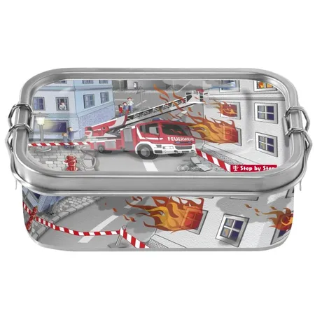 Bild von Step by Step Edelstahllunchbox Fire Engine Brandon, rot-grau, mit Trennwand und Klickverschluss, für Schule und Kindergarten, 0,8L