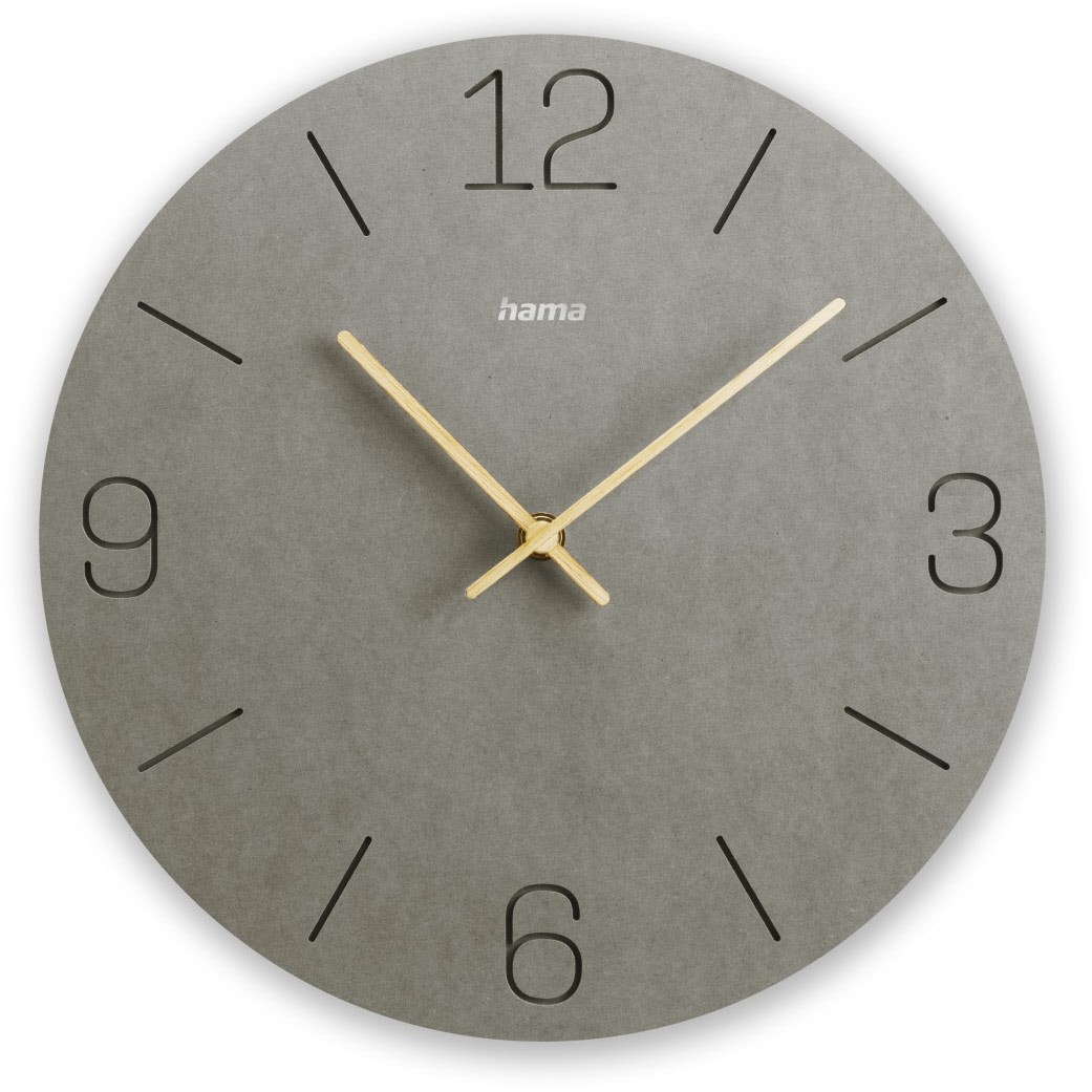 Bild von Hama Wanduhr Kreta, Quarzuhr, analog, MDF, eingravierte Ziffern, Ø 30 cm, Grau (00185881)