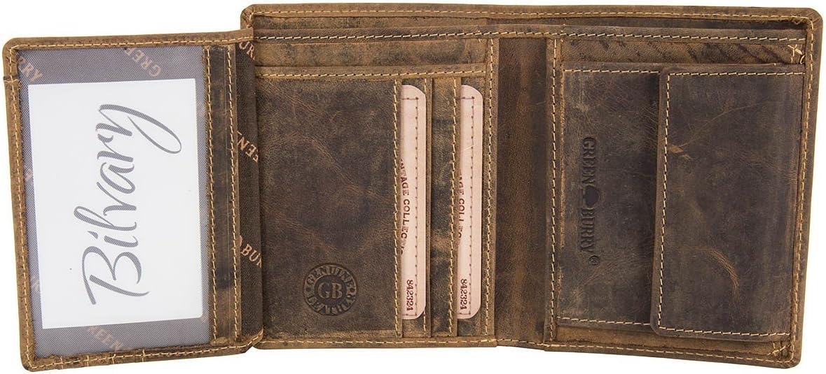 Bild von Greenburry Vintage Huntsman Trophy Leder Geldbörse Portemonnaie Geldbeutel Portmonee BV-1701-HT-Fish Fisch Forelle Trout Angler, Farbe:Braun