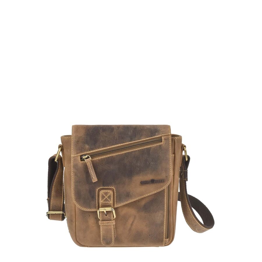 Bild von Greenburry Umhängetasche Vintage Leder, used Look, Schultertasche 23x18cm, Herrentasche, antikbraun