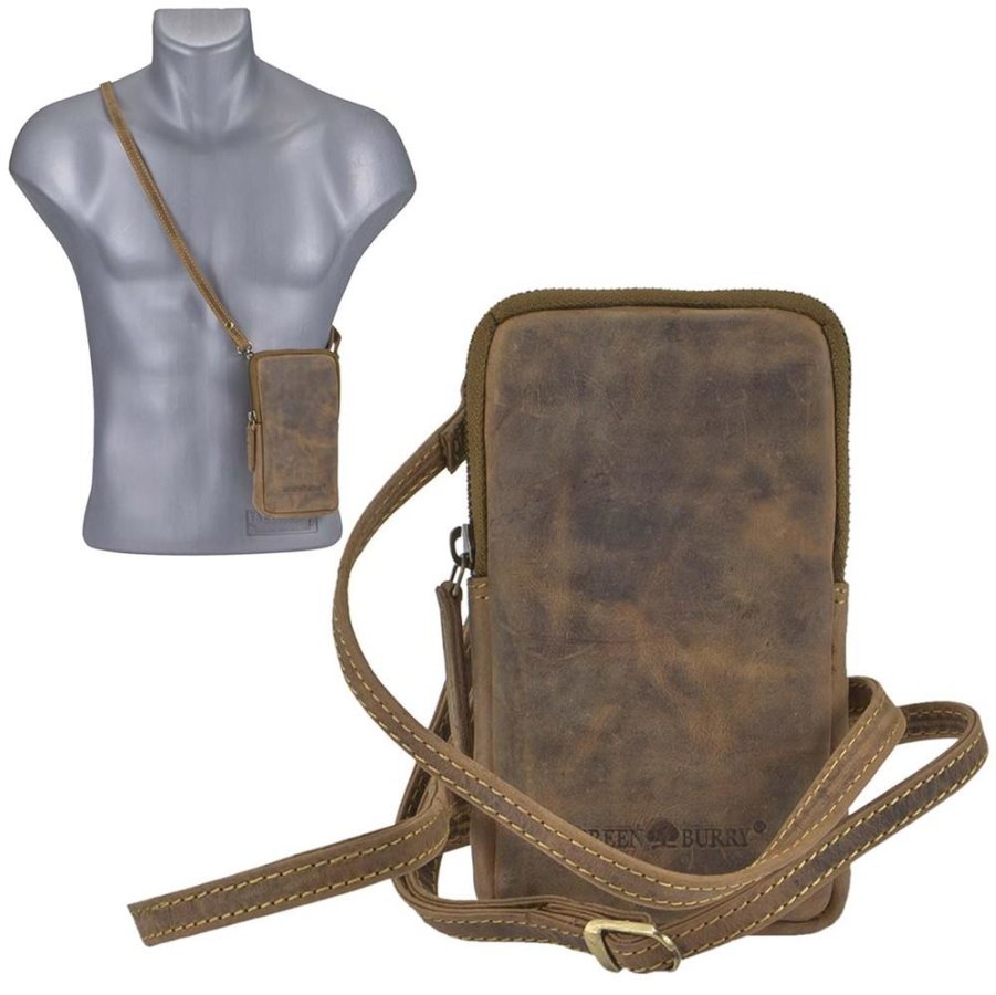 Bild von Greenburry Umhängetasche Vintage Mobil-Sling Handy Sling Bag Leder Umhängetasche 1593-25