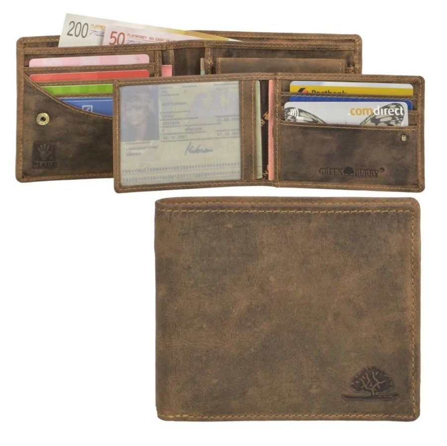 Bild von Geldbörse Leder 12x10cm mit Ausweisetui "Vintage" antikbraun 1702-25 | Greenburry.de
