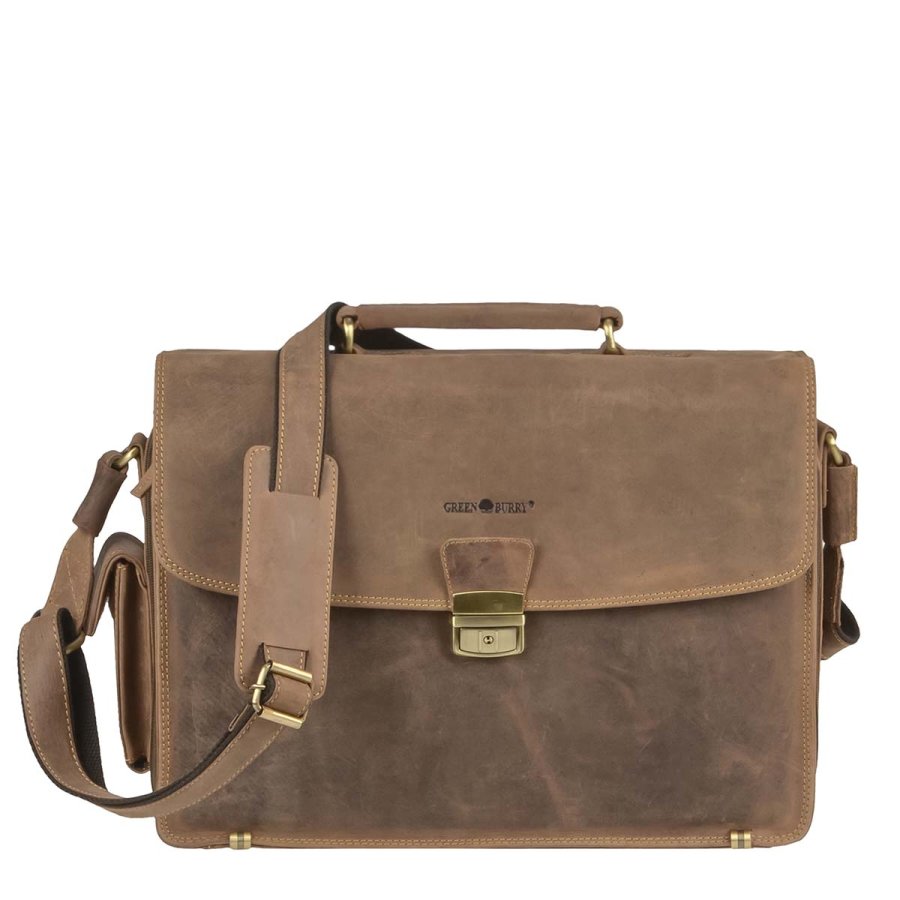 Bild von Greenburry, Handtasche, Vintage Aktentasche Leder 40 cm Laptopfach, Braun