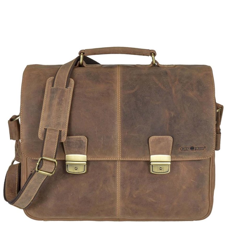 Bild von Greenburry, Handtasche, Vintage Aktentasche Leder 42 cm Laptopfach, Braun