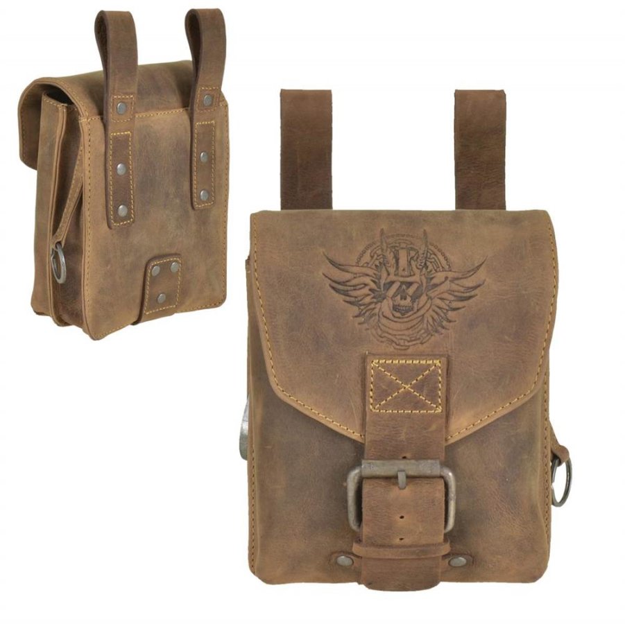 Bild von Gürteltasche Leder 15x19cm "Vintage Biker" antikbraun 1754HM-25 | Greenburry.de