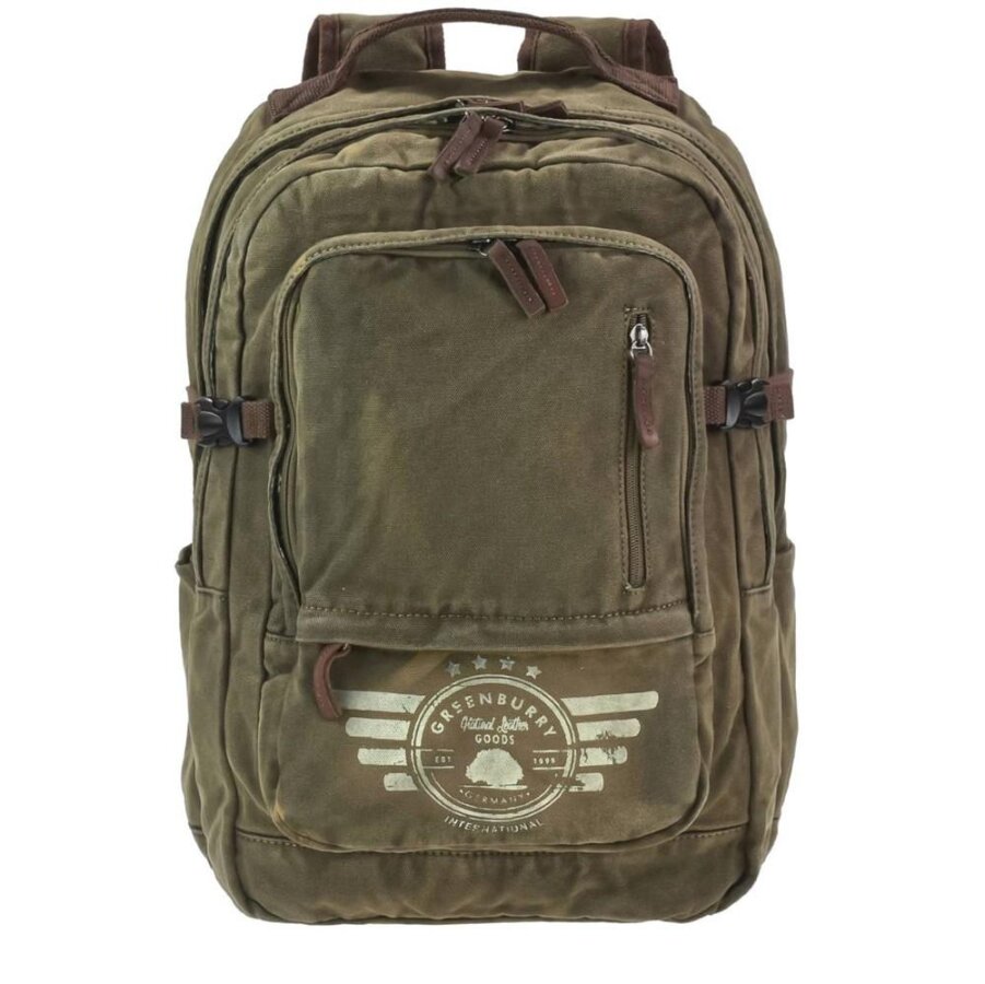 Bild von Greenburry Tagesrucksack "Aviator" Harvard 34x46cm Canvas khaki, mit Notebookfach, rustikaler Vintagestil