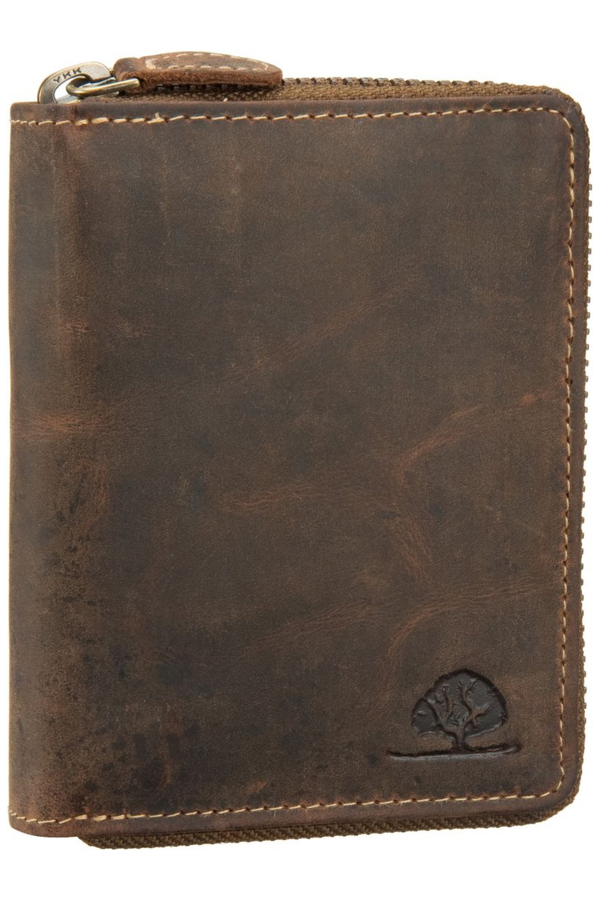 Bild von Geldbörse Leder 10x13cm mit Reißverschluss "Vintage" antikbraun 821A-25 | Greenburry.de