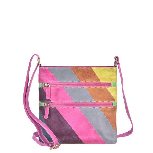 Bild von Greenburry Umhängetasche "Candy Shop" Leder, Schultertasche bunt, Damentasche, Handtasche 23x24cm, buntes Muster