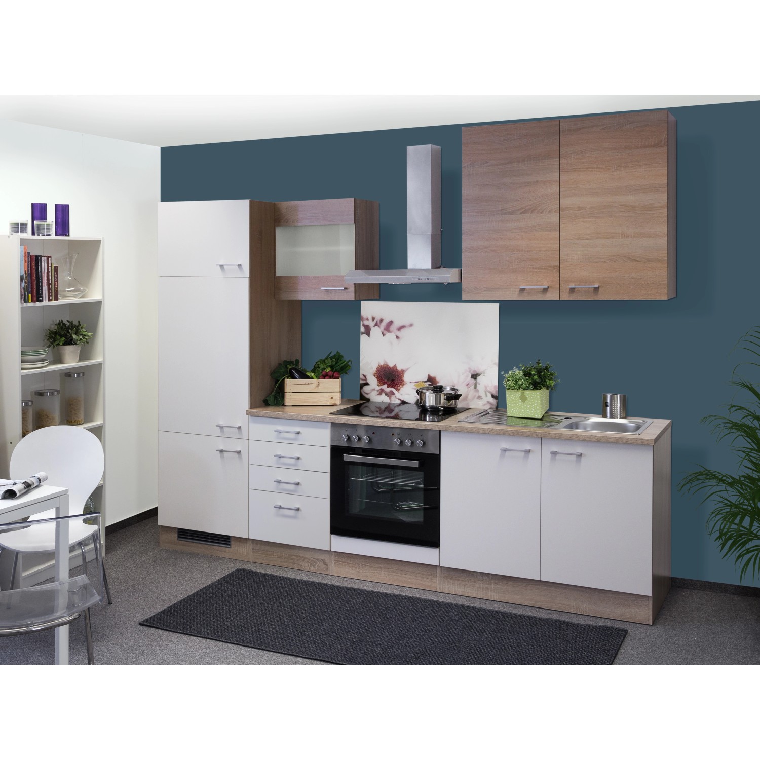 Bild von Flex-Well Classic Küchenzeile Florida 270 cm Sonoma Eiche-Weiß-Sonoma Eiche