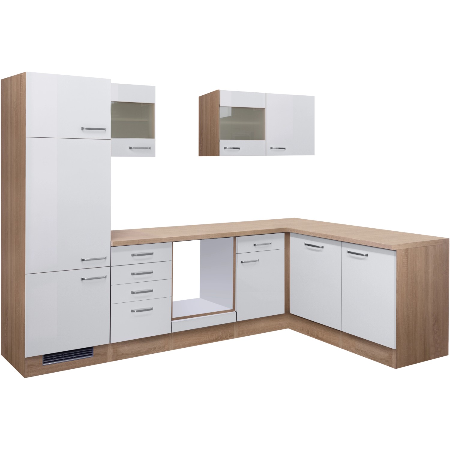 Bild von Flex-Well Exclusiv Winkelküche Valero 280 cm ohne E-Geräte Hochglanz Weiß