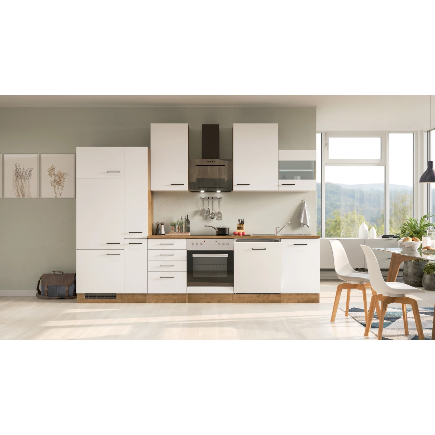 Bild von Flex-Well Exclusiv Küchenzeile Vintea 310 cm Magnolia matt - Lancelot Oak