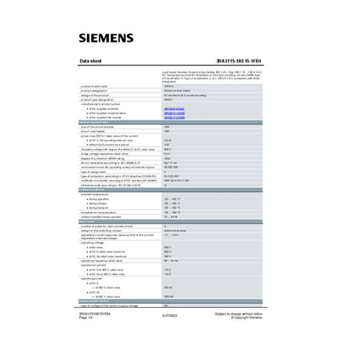 Bild von Siemens 3RA2115-1AE15-1FB4 Sanftstarter