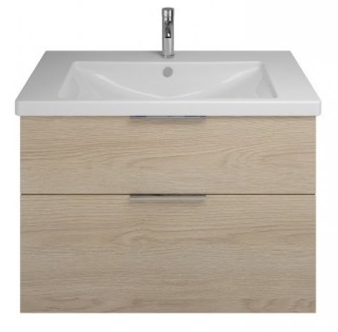 Bild von Burgbad Eqio Keramik-Waschtisch inklusive Waschtischunterschran, Breite 930 mm, SEYQ093, Farbe (Front/Korpus): Eiche Dekor Cashmere / Eiche Dekor Cashmere, Griff Chrom G0146