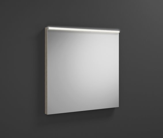 Bild von Burgbad Eqio Leuchtspiegel mit horizontaler LED-Aufsatzleuchte SIGZ065, 650 x 635 mm, Korpus: Eiche Dekor Flanelle
