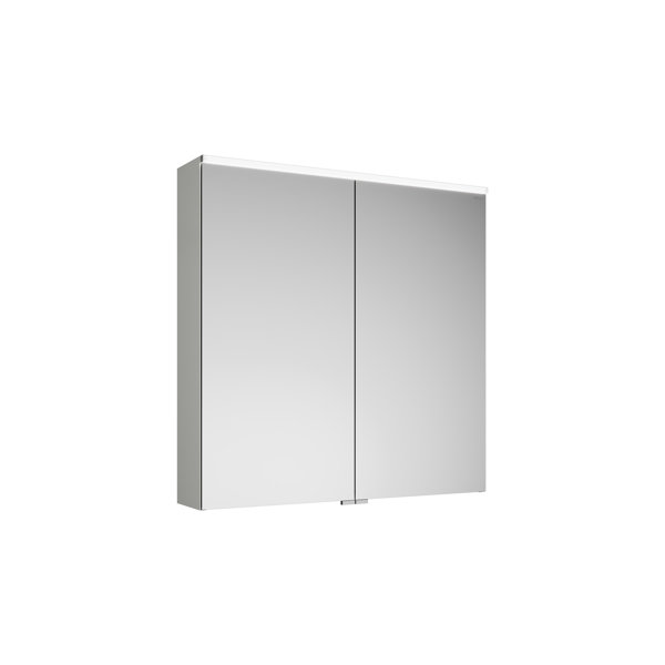 Bild von Burgbad Eqio Spiegelschrank mit horizontaler LED-Beleuchtung und Waschtischbeleuchtung, 2 Türen, 800x800mm, SPGT080, Korpus: Weiß Hochglanz