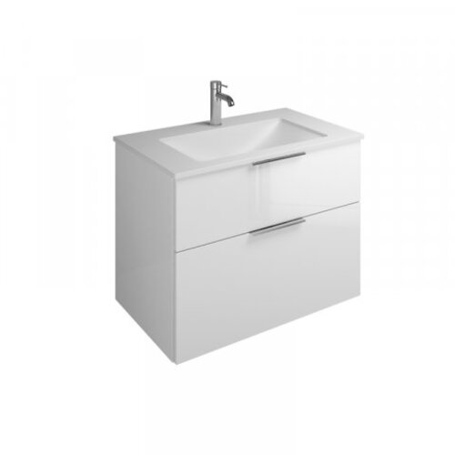 Bild von Burgbad Eqio Mineralguss-Waschtisch inklusive Waschtischunterschrank, Breite 820 mm, SEYU082, Farbe (Front/Korpus): Eiche Dekor Flanelle / Eiche Dekor Flanelle, Griff Schwarz G0200
