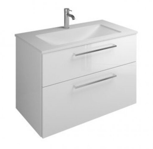 Bild von Burgbad Eqio Mineralguss-Waschtisch inklusive Waschtischunterschrank, Breite 920 mm, SEYU092, Farbe (Front/Korpus): Frassino Dekor Cappuccino / Frassino Dekor Cappuccino, Griff Schwarz G0200