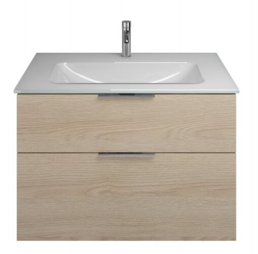 Bild von Burgbad Eqio Glas-Waschtisch inklusive Waschtischunterschrank, Breite 920 mm, SEYX092, Farbe (Front/Korpus): Eiche Dekor Cashmere / Eiche Dekor Cashmere, Griff Schwarz G0200