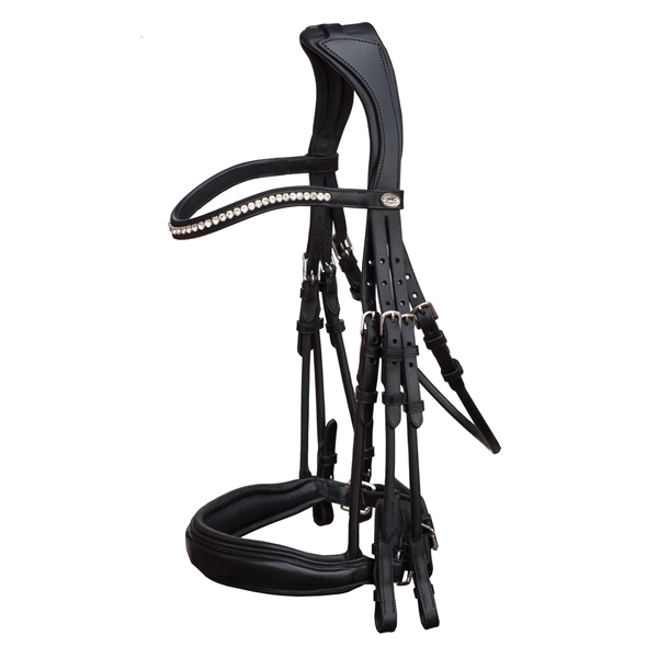 Bild von Schockemöhle anatomische Kandare VENICE black patent-silver WB