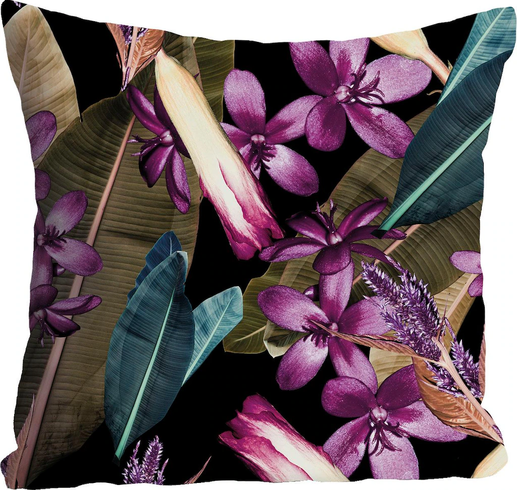 Bild von queence Dekokissen ""Blüten & Blätter"", Kissenhülle ohne Füllung, 1 Stück