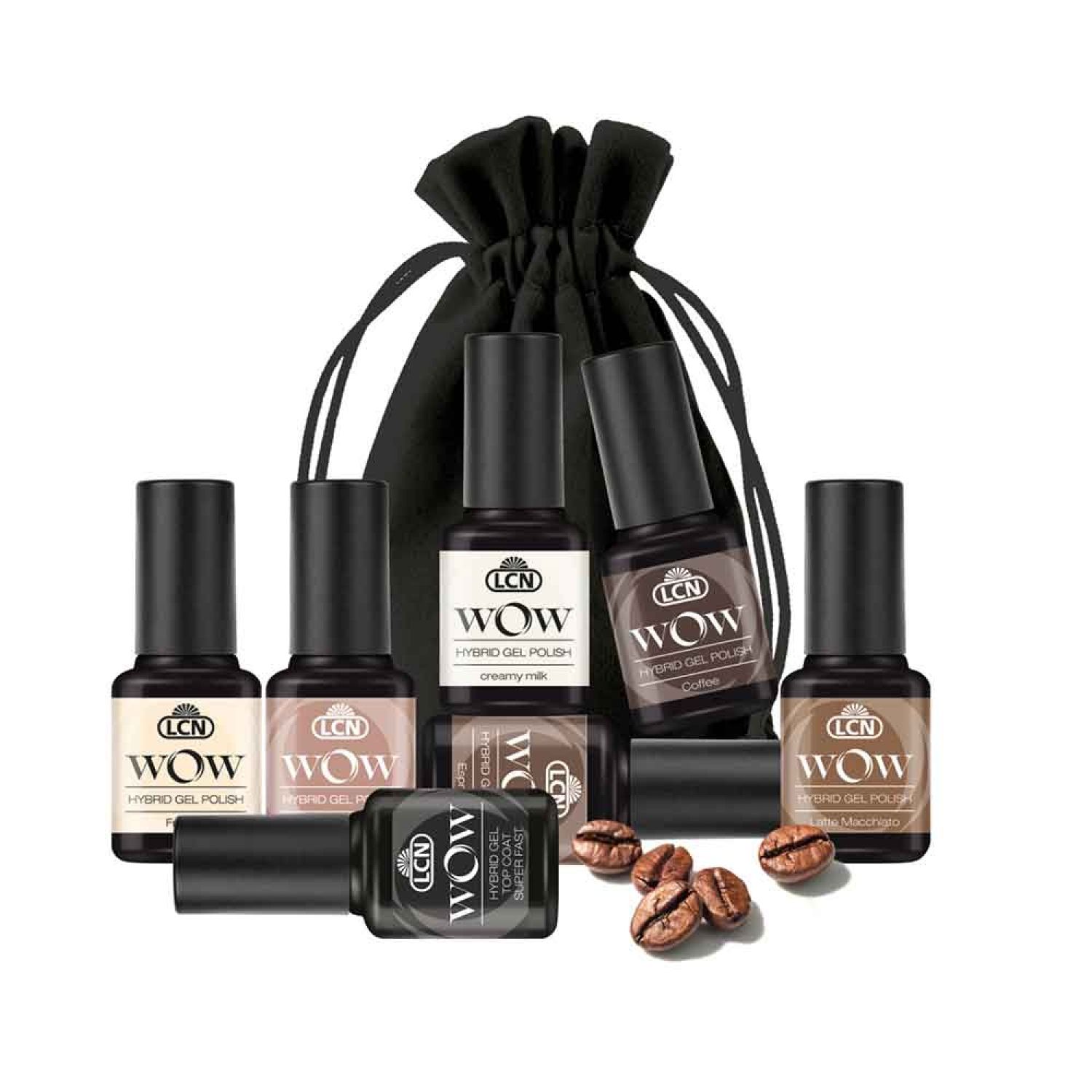 Bild von LCN WOW Hybrid Gel  Trend Set Coffee - 6 Farben + Top Coat