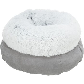 Bild von TRIXIE Hundebett Harvey ø 45 cm in grau/weiß-schwarz - wuschliges Hundekissen mit Langhaar-Plüsch - Hundekorb für kleine Hunde - mit extra hohem Rand - 38034
