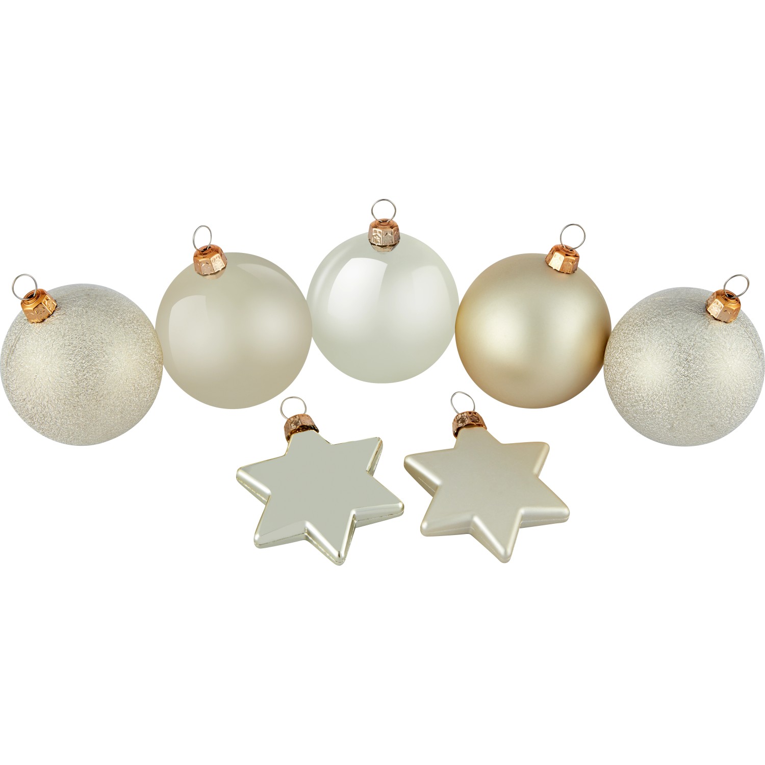 Bild von Weihnachtskugel-Set Sterne 50-teilig Champagner