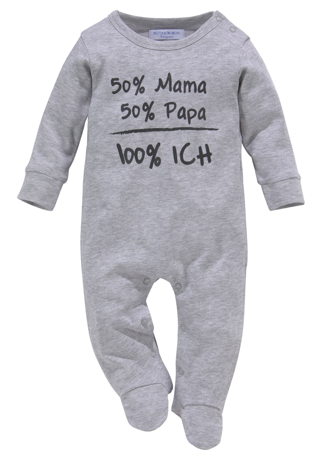 Bild von Klitzeklein Schlafoverall "50% Mama, 50% Papa", aus Bio-Baumwolle