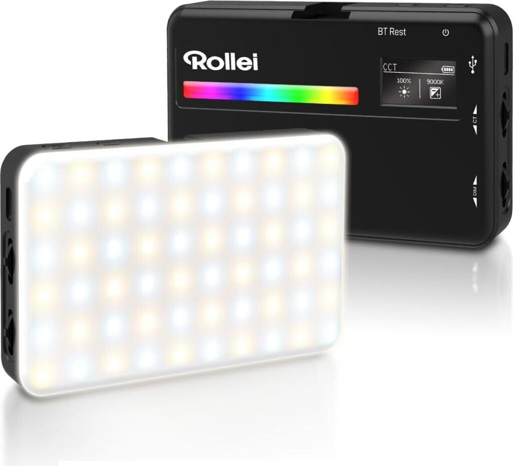Bild von Rollei Lumis Compact RGB, kleine RGB Dauerlicht mit 360 Farben und tollen Lichteffekten, kompackte LED Lampe im Smartphone Format 28565 schwarz