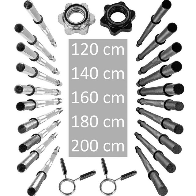 Bild von MOVIT Langhantelstange Movit® Profi Langhantelstange, 30mm STANDARDNORM, Stahl, (Langhantel, 180-tlg), verchromt o. schwarz, Sternverschluss o. Federverschluss, Größenwahl