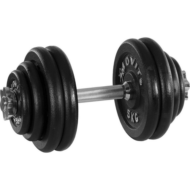 Bild von MOVIT Hantel-Set Movit® Kurzhantel PRO Set, Gusseisen Hantel, (Set, mit Kurzhantelstange), Stange 30mm Standardnorm, Griff gerändelt, mit Sternverschlüsse
