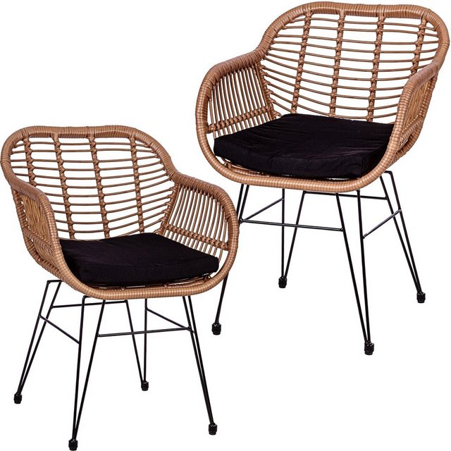 Bild von STILISTA Balkonset Balkonset Gartensessel Terrassenstuhl Rattanstuhl, (Set, 2-tlg), 2er Set, Bambus Optik