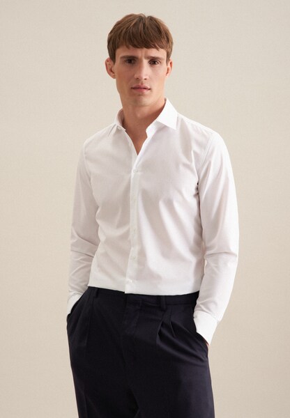 Bild von seidensticker Businesshemd, Slim Fit, Kent-Kragen, für Herren, weiß, 43
