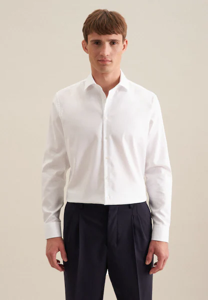 Bild von seidensticker Businesshemd, Shaped-Fit, Langarm, Kent-Kragen, für Herren, weiß, 41